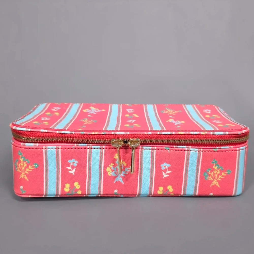 NEELY & CHLOE Women's Jewelry Case Travel Organizer Floral‎ Zip Box Pink